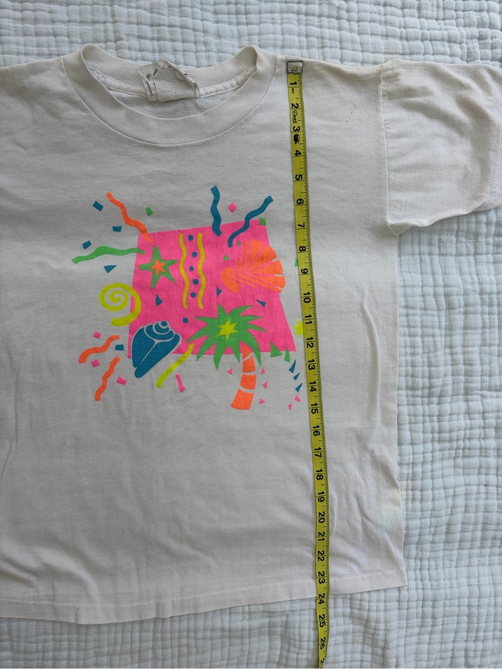 Vintage 80s 90s Neon Beach Graphic T Shirt Single Stitch One Size USA - Picture 8 of 10